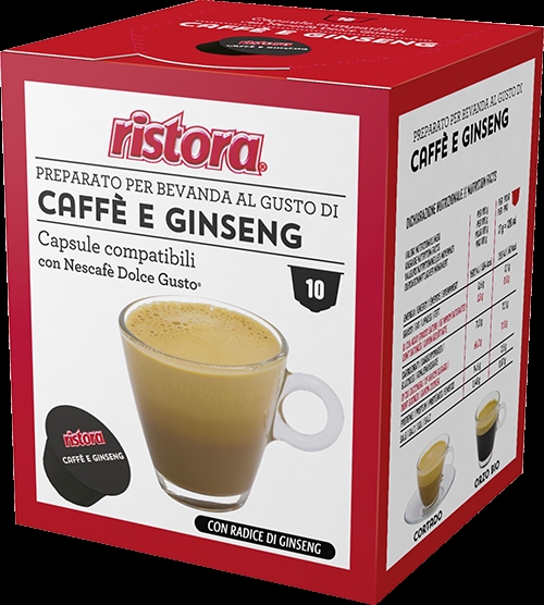 40 Capsule Ristora Ginseng Gin Seng Compatibili Nescafe Dolce Gusto Pinguino